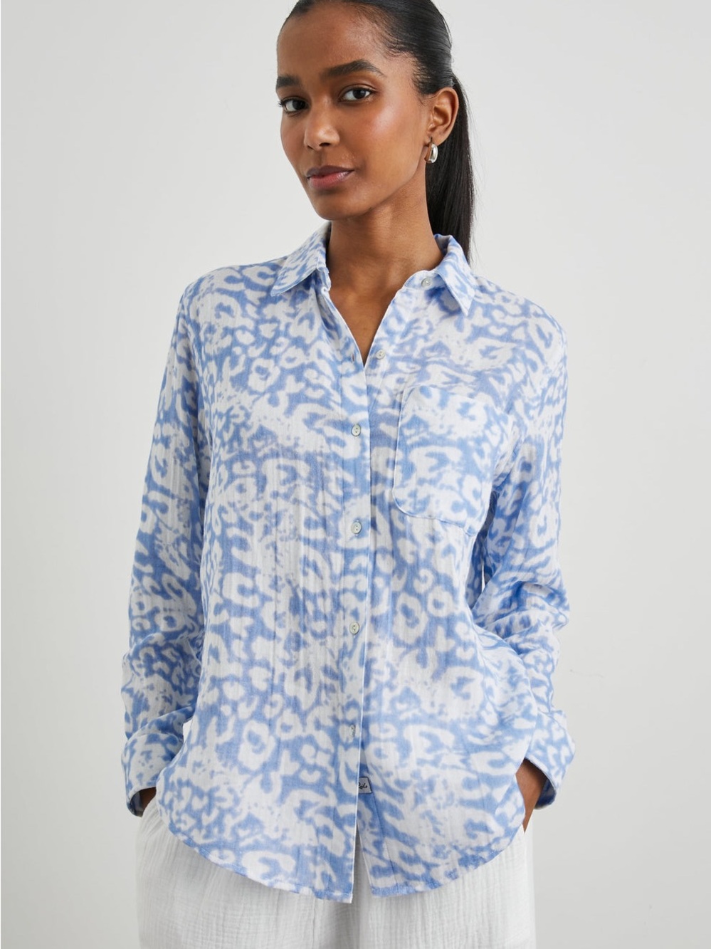 Rails Ellis Organic Cotton Shirt Blue Cheetah Shirt